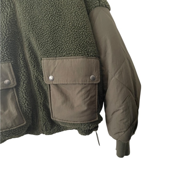 AMERICAN EAGLE | Women’s Multicolor/Green Reversible Sherpa Zip Up Coat Size S - Picture 5 of 11